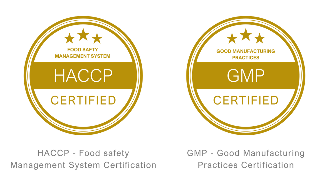 HACCP Food Safety Management System Certified and GMP Good Manufacturing Practices Certified seals awarded to Diyesta
